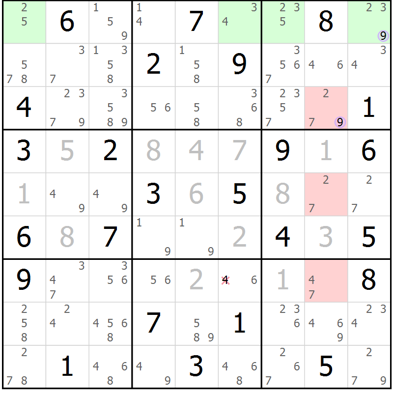 Position des candidats pour la solution de la Gr 83 page 86 du magazine de sudoku Suprême n° 028