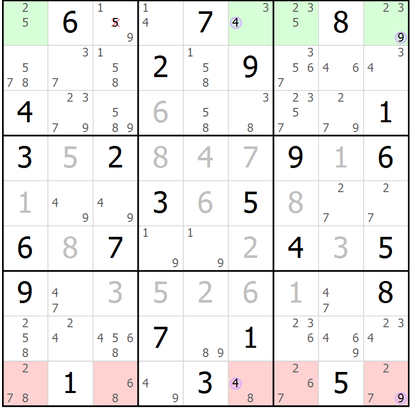 Position des candidats pour la solution de la Gr 83 page 86 du magazine de sudoku Suprême n° 028