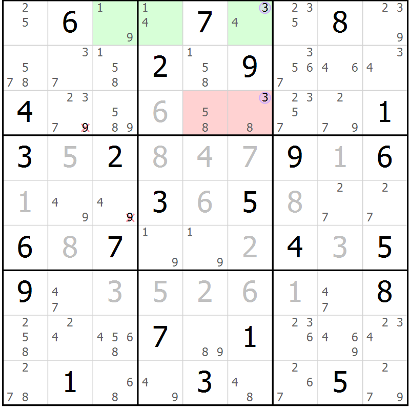 Position des candidats pour la solution de la Gr 83 page 86 du magazine de sudoku Suprême n° 028
