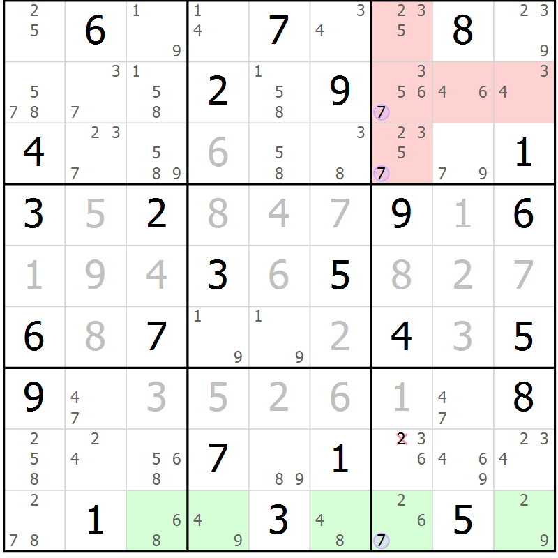 Position des candidats pour la solution de la Gr 83 page 86 du magazine de sudoku Suprême n° 028