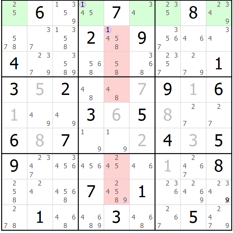 Position des candidats pour la solution de la Gr 83 page 86 du magazine de sudoku Suprême n° 028