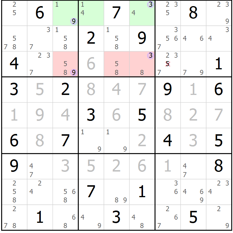 Position des candidats pour la solution de la Gr 83 page 86 du magazine de sudoku Suprême n° 028
