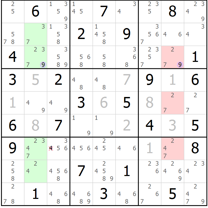 Position des candidats pour la solution de la Gr 83 page 86 du magazine de sudoku Suprême n° 028