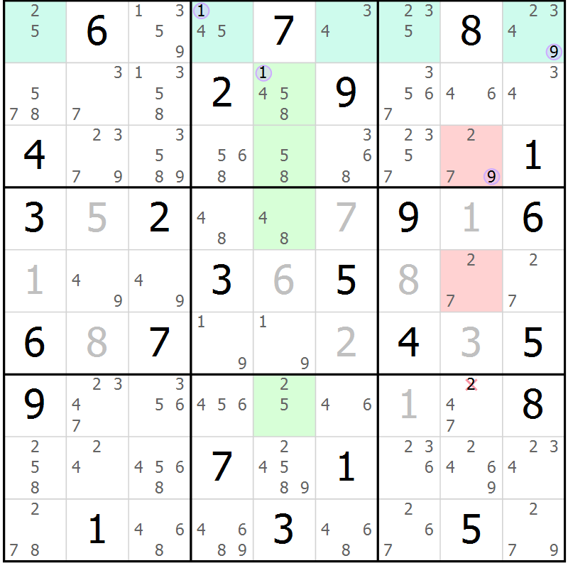 Position des candidats pour la solution de la Gr 83 page 86 du magazine de sudoku Suprême n° 028