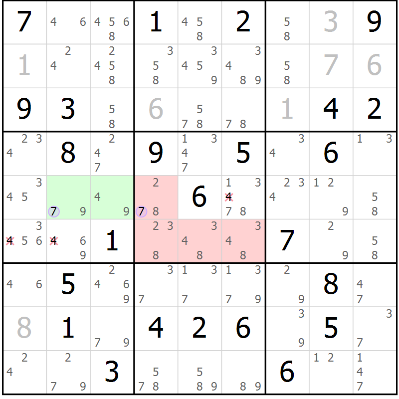 Position des candidats pour la solution de la Gr 84 page 87 du magazine de sudoku Suprême n° 028