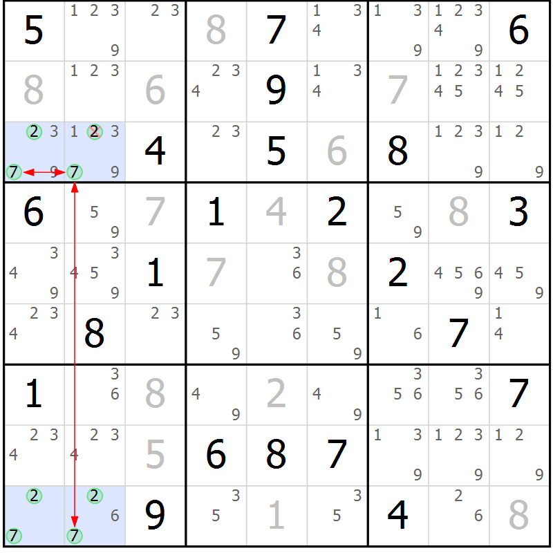 Position des candidats pour la solution de la Gr 1 page 4 du magazine de sudoku Suprême n° 029