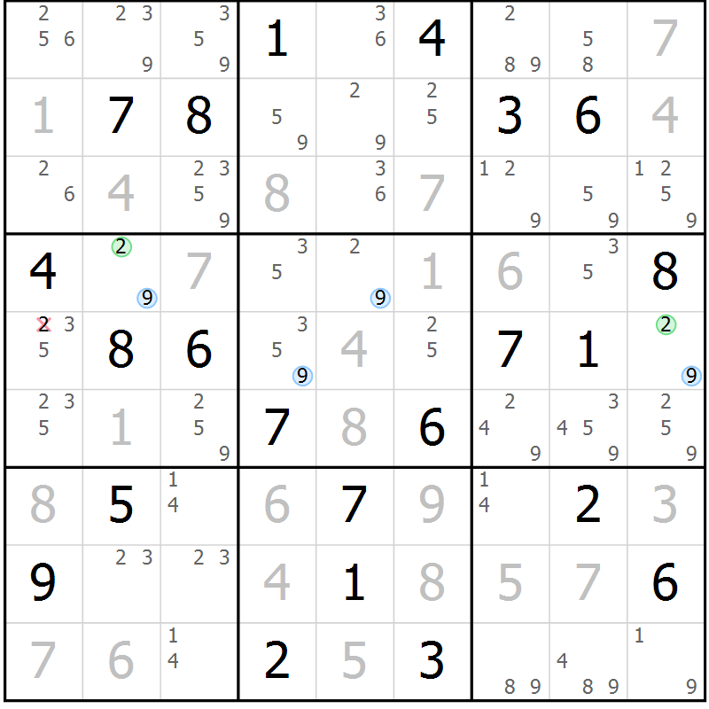 Position des candidats pour la solution de la Gr 12 page 15 du magazine de sudoku Suprême n° 029