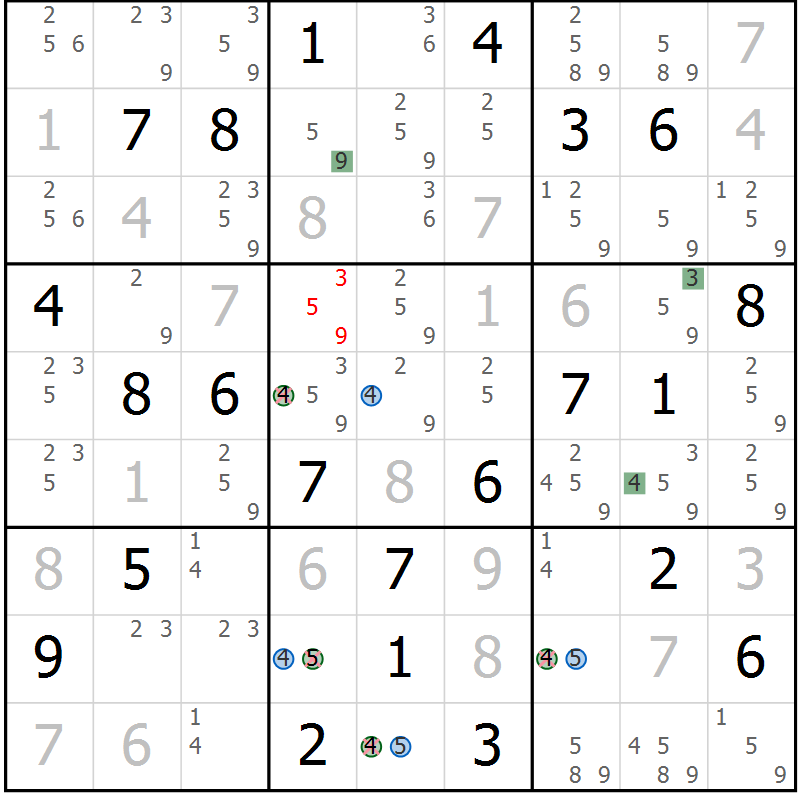 Position des candidats pour la solution de la Gr 12 page 15 du magazine de sudoku Suprême n° 029