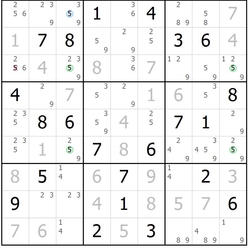 Position des candidats pour la solution de la Gr 12 page 15 du magazine de sudoku Suprême n° 029