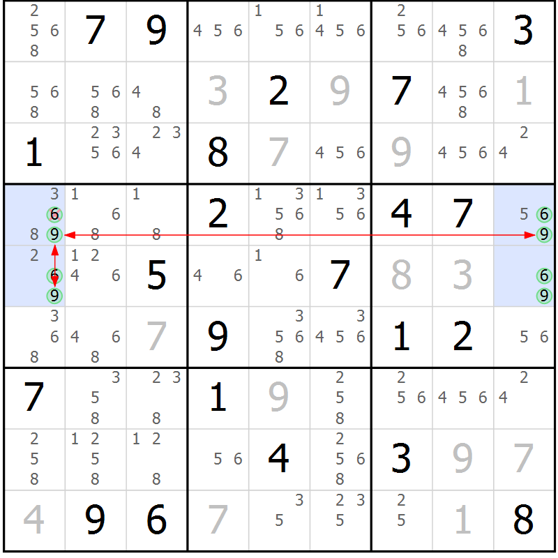 Position des candidats pour la solution de la Gr 14 page 17 du magazine de sudoku Suprême n° 029