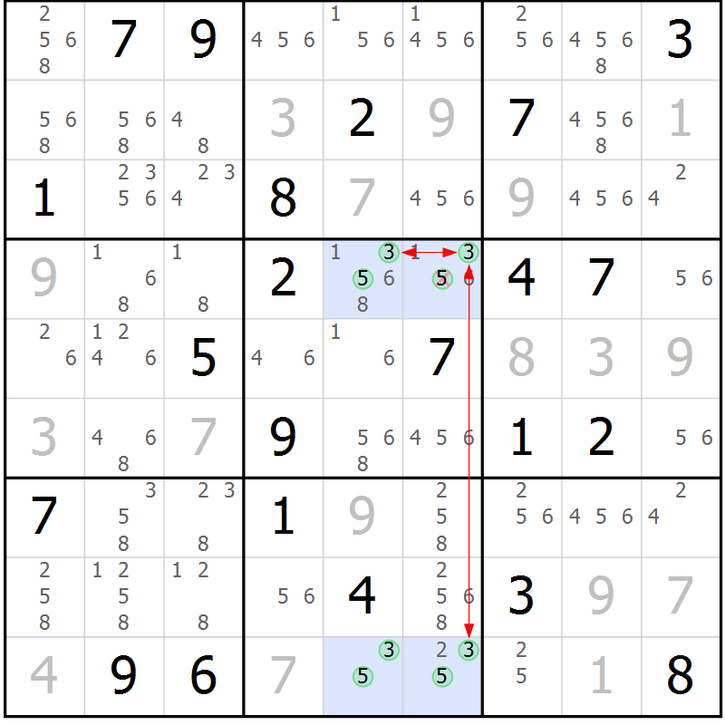 Position des candidats pour la solution de la Gr 14 page 17 du magazine de sudoku Suprême n° 029