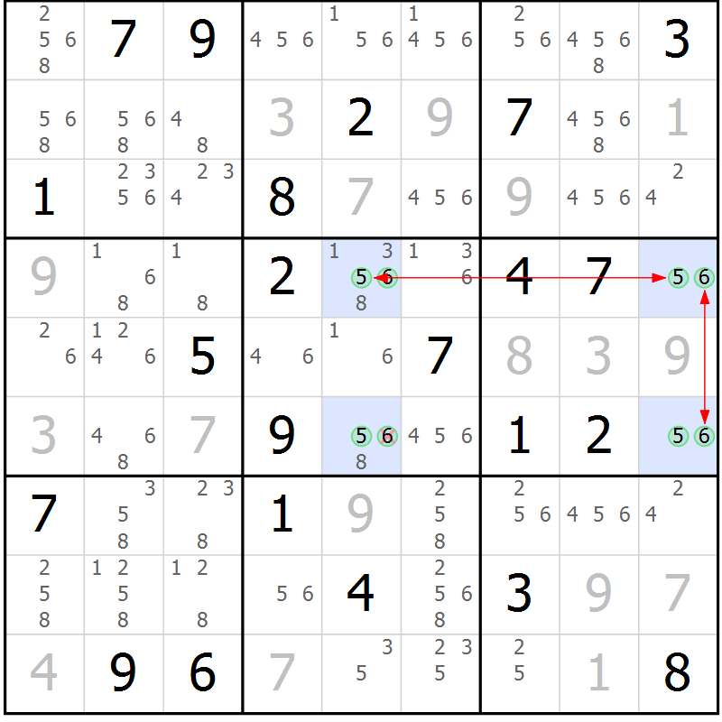 Position des candidats pour la solution de la Gr 14 page 17 du magazine de sudoku Suprême n° 029