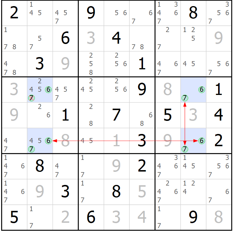 Position des candidats pour la solution de la Gr 20 page 23 du magazine de sudoku Suprême n° 029