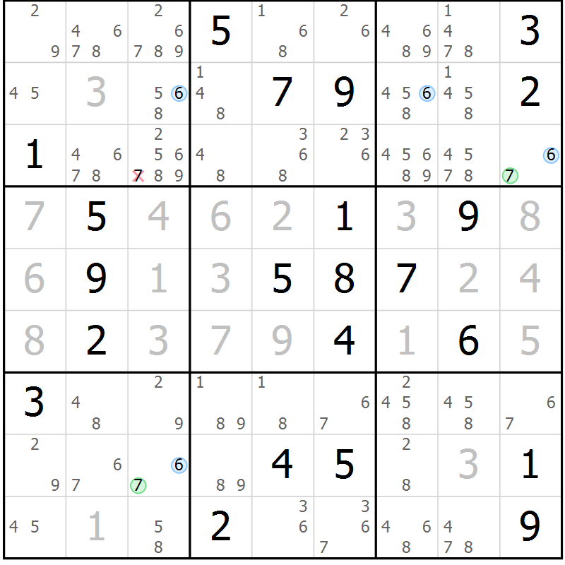 Position des candidats pour la solution de la Gr 29 page 32 du magazine de sudoku Suprême n° 029