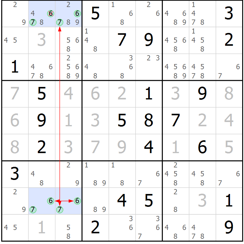Position des candidats pour la solution de la Gr 29 page 32 du magazine de sudoku Suprême n° 029