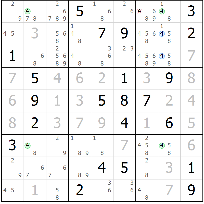 Position des candidats pour la solution de la Gr 29 page 32 du magazine de sudoku Suprême n° 029