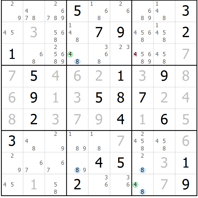 Position des candidats pour la solution de la Gr 29 page 32 du magazine de sudoku Suprême n° 029