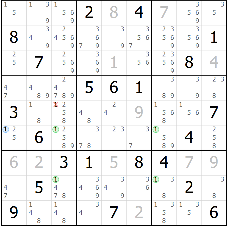 Position des candidats pour la solution de la Gr 31 page 34 du magazine de sudoku Suprême n° 029