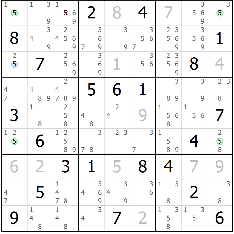 Position des candidats pour la solution de la Gr 31 page 34 du magazine de sudoku Suprême n° 029
