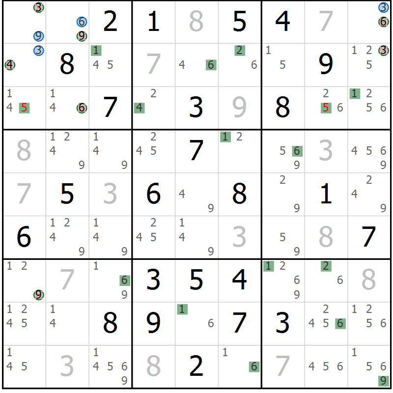 Position des candidats pour la solution de la Gr 32 page 35 du magazine de sudoku Suprême n° 029