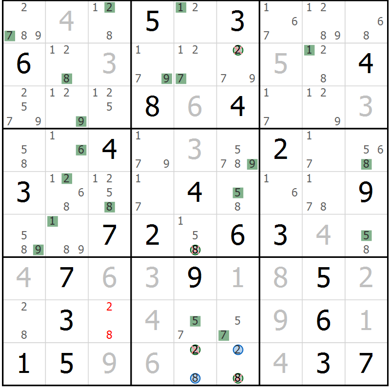 Position des candidats pour la solution de la Gr 34 page 37 du magazine de sudoku Suprême n° 029