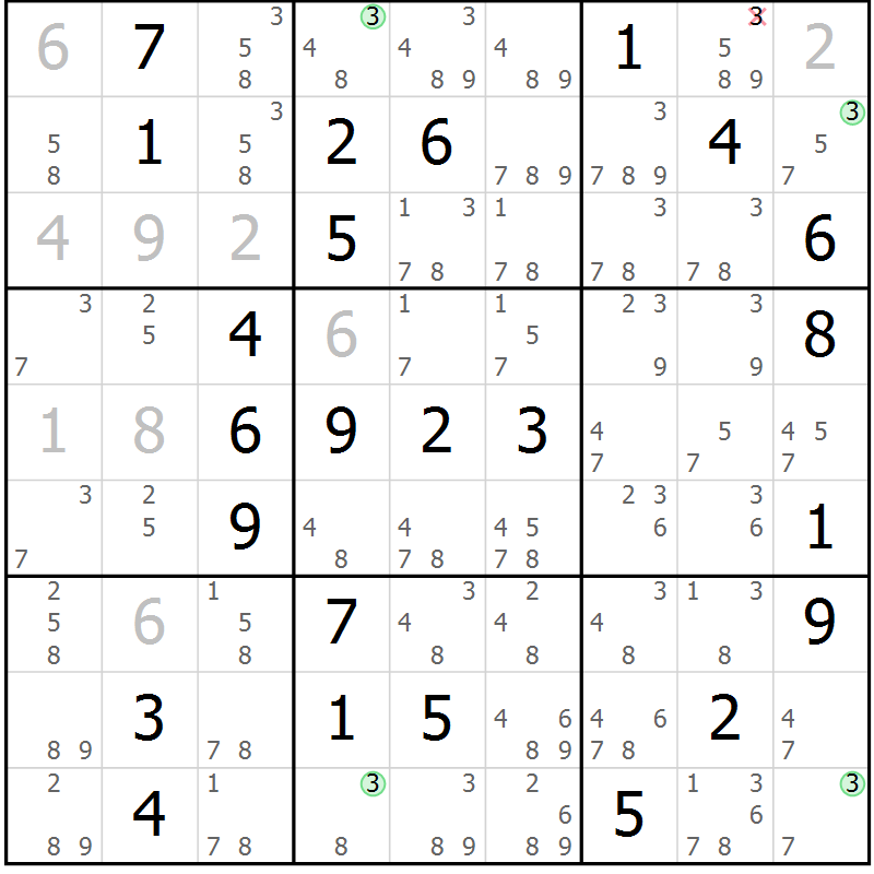 Position des candidats pour la solution de la Gr 35 page 38 du magazine de sudoku Suprême n° 029