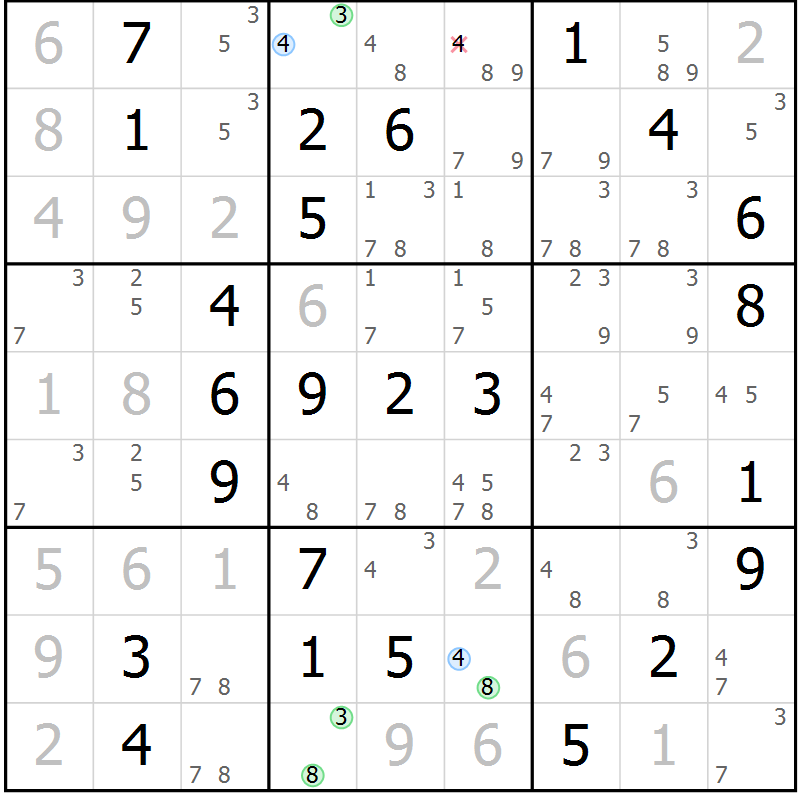 Position des candidats pour la solution de la Gr 35 page 38 du magazine de sudoku Suprême n° 029