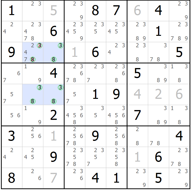 Position des candidats pour la solution de la Gr 38 page 41 du magazine de sudoku Suprême n° 029