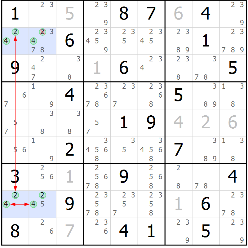 Position des candidats pour la solution de la Gr 38 page 41 du magazine de sudoku Suprême n° 029