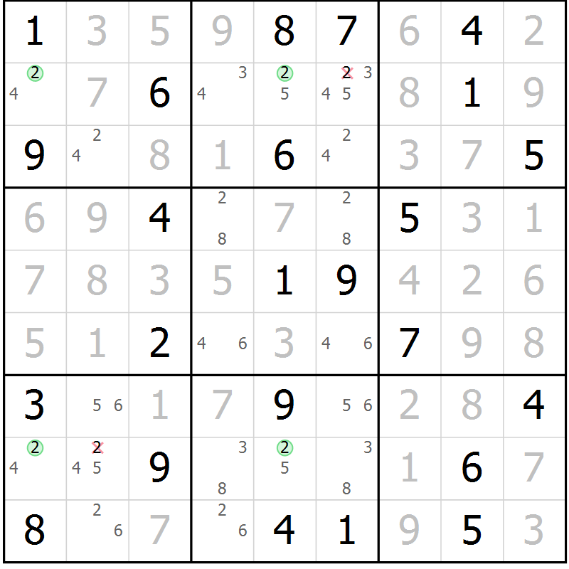 Position des candidats pour la solution de la Gr 38 page 41 du magazine de sudoku Suprême n° 029