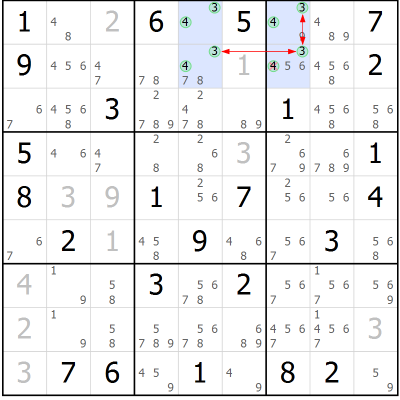 Position des candidats pour la solution de la Gr 39 page 42 du magazine de sudoku Suprême n° 029
