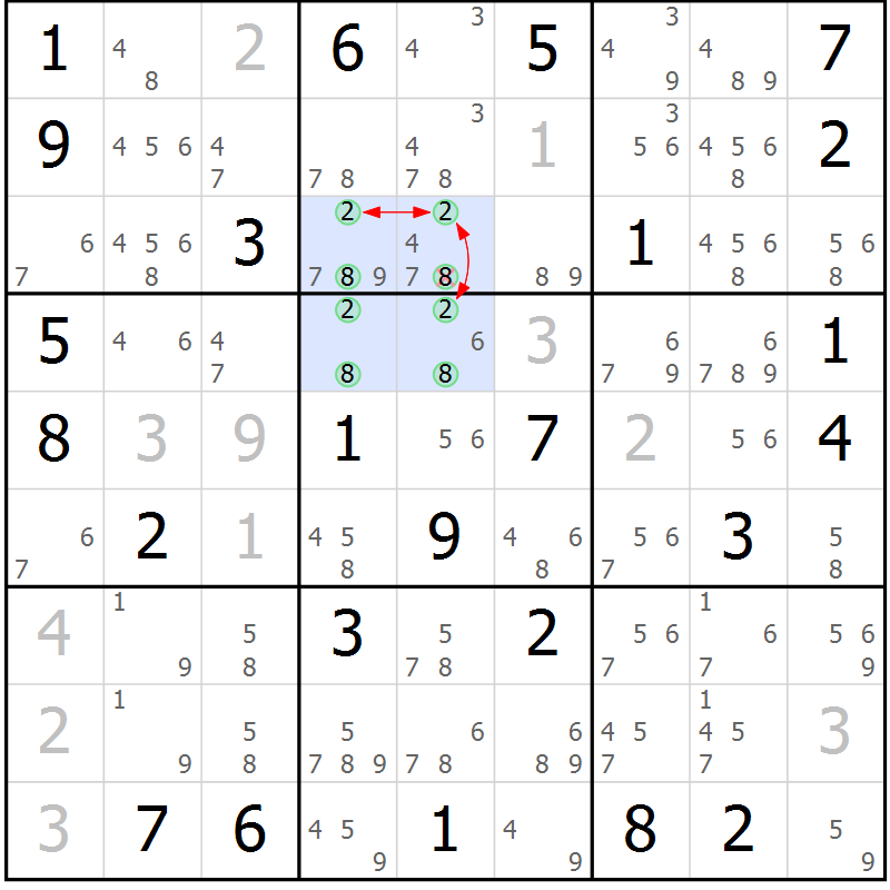Position des candidats pour la solution de la Gr 39 page 42 du magazine de sudoku Suprême n° 029