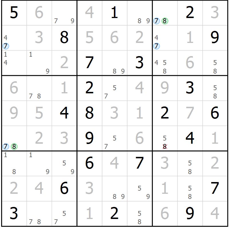 Position des candidats pour la solution de la Gr 4 page 7 du magazine de sudoku Suprême n° 029