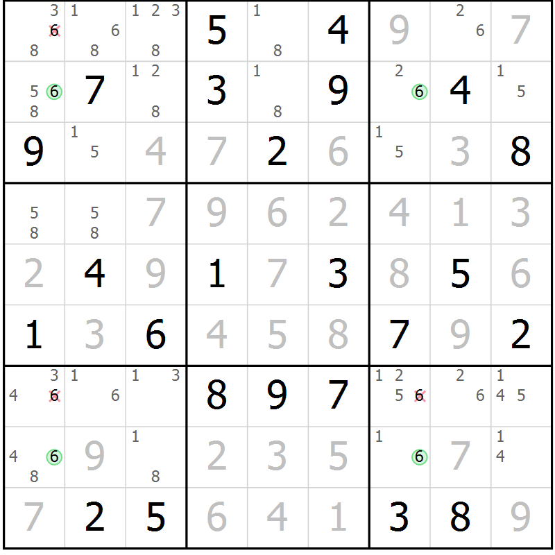 Position des candidats pour la solution de la Gr 40 page 43 du magazine de sudoku Suprême n° 029