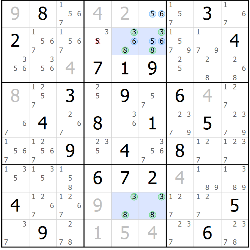 Position des candidats pour la solution de la Gr 41 page 44 du magazine de sudoku Suprême n° 029
