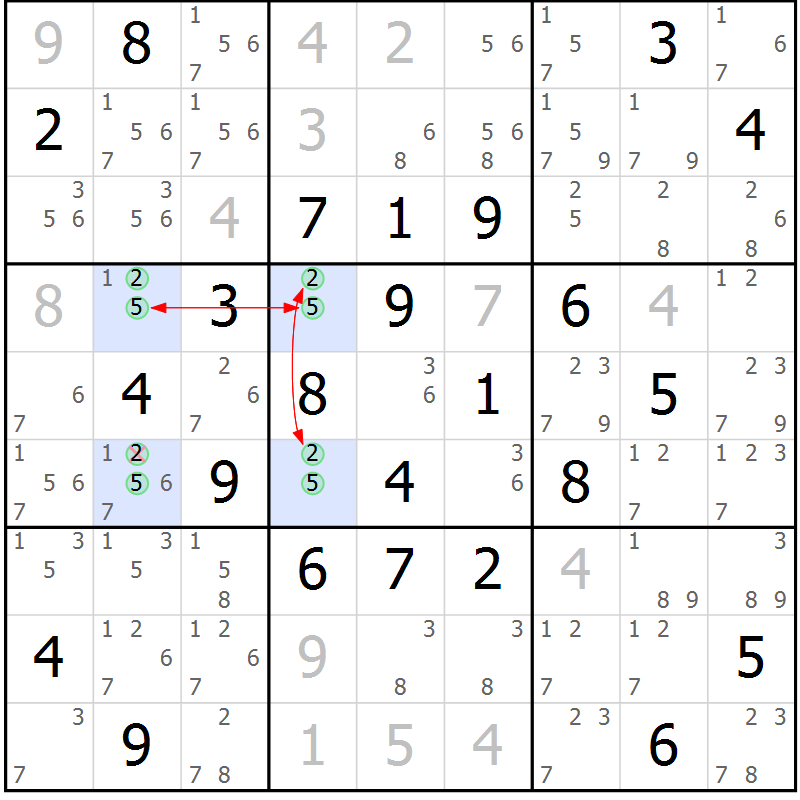 Position des candidats pour la solution de la Gr 41 page 44 du magazine de sudoku Suprême n° 029