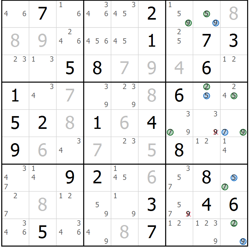 Position des candidats pour la solution de la Gr 44 page 47 du magazine de sudoku Suprême n° 029