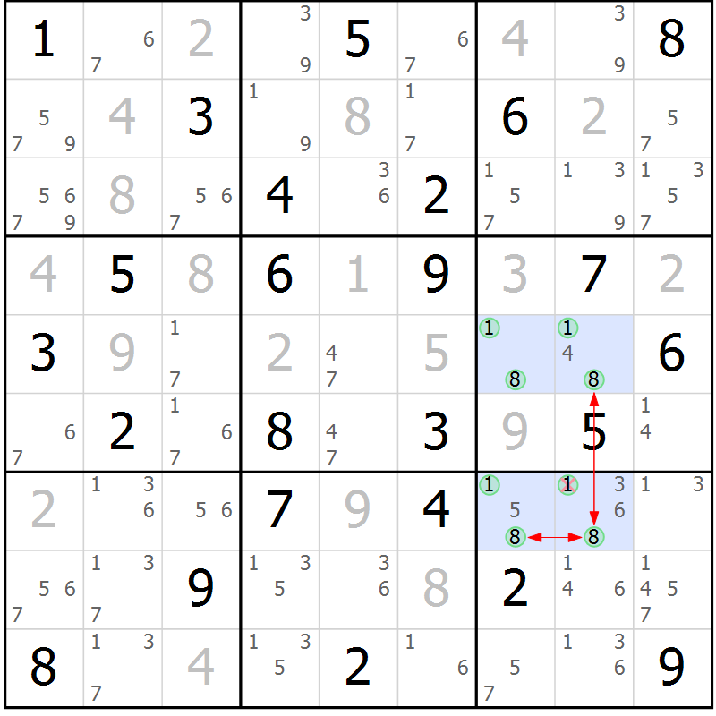 Position des candidats pour la solution de la Gr 50 page 53 du magazine de sudoku Suprême n° 029