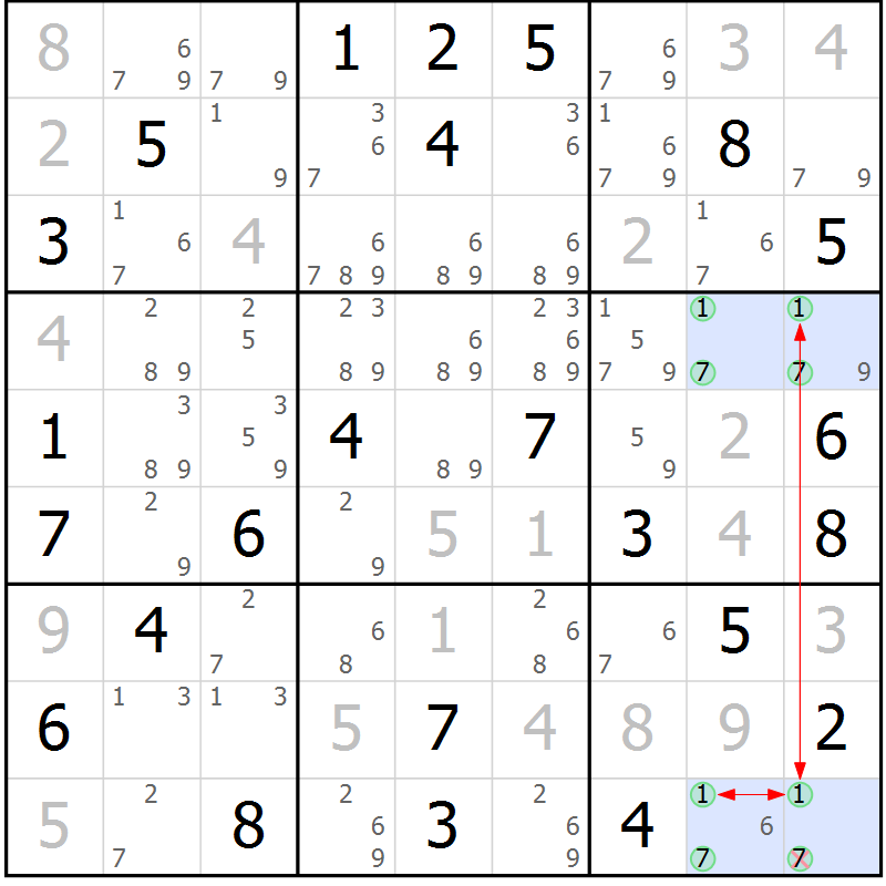 Position des candidats pour la solution de la Gr 51 page 54 du magazine de sudoku Suprême n° 029