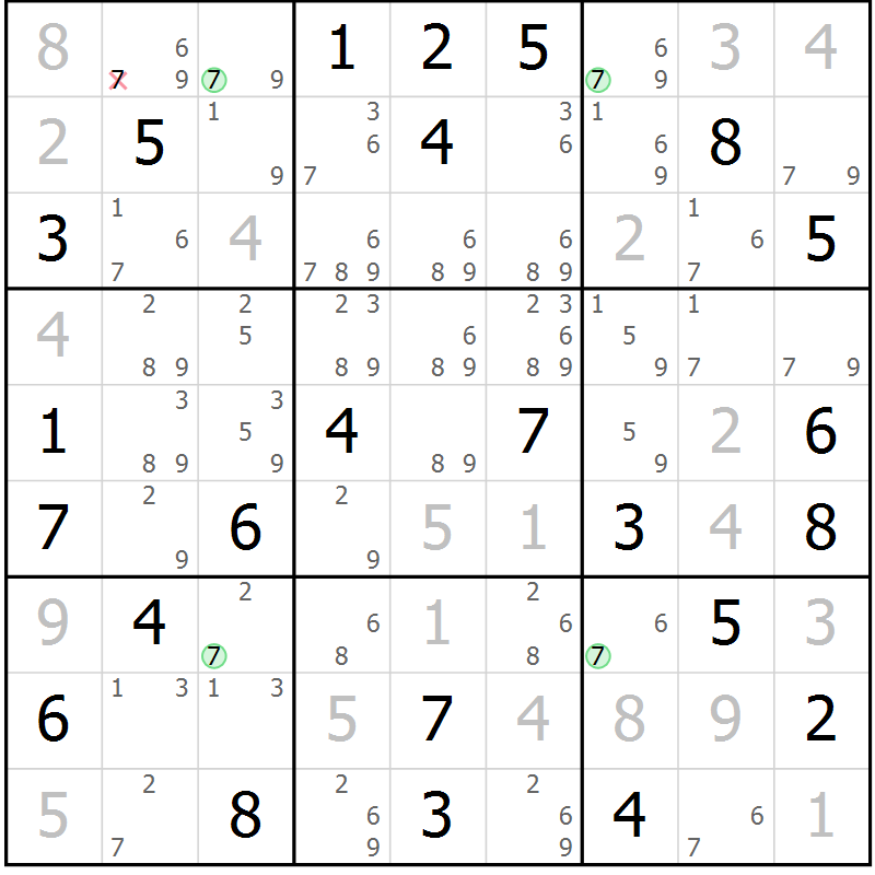 Position des candidats pour la solution de la Gr 51 page 54 du magazine de sudoku Suprême n° 029