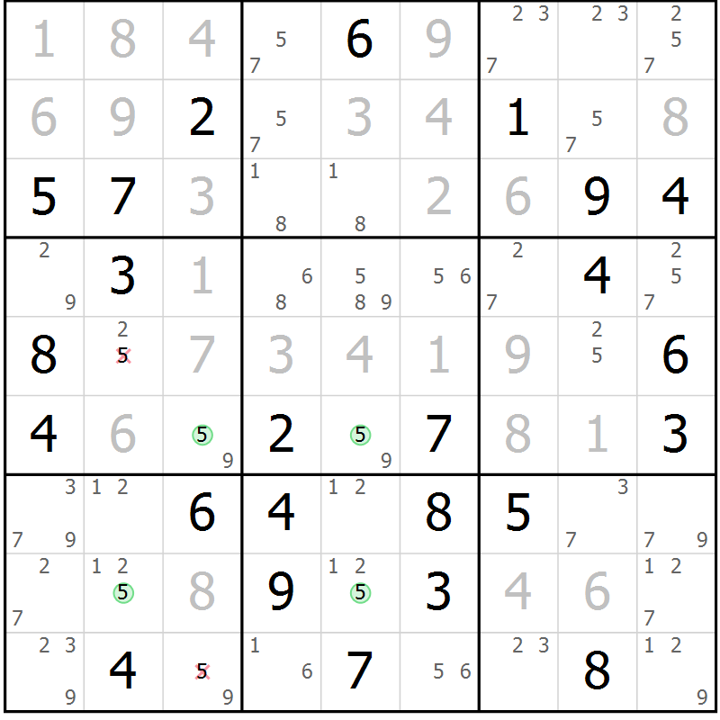Position des candidats pour la solution de la Gr 59 page 62 du magazine de sudoku Suprême n° 029