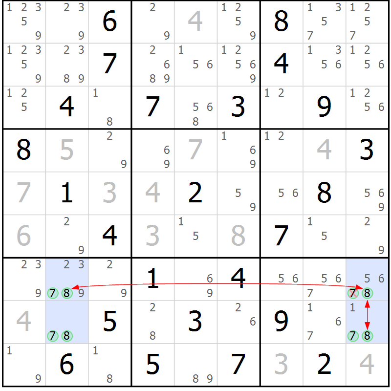 Position des candidats pour la solution de la Gr 61 page 64 du magazine de sudoku Suprême n° 029