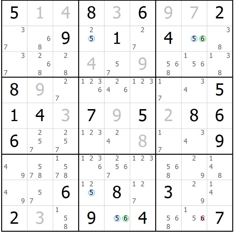 Position des candidats pour la solution de la Gr 62 page 65 du magazine de sudoku Suprême n° 029