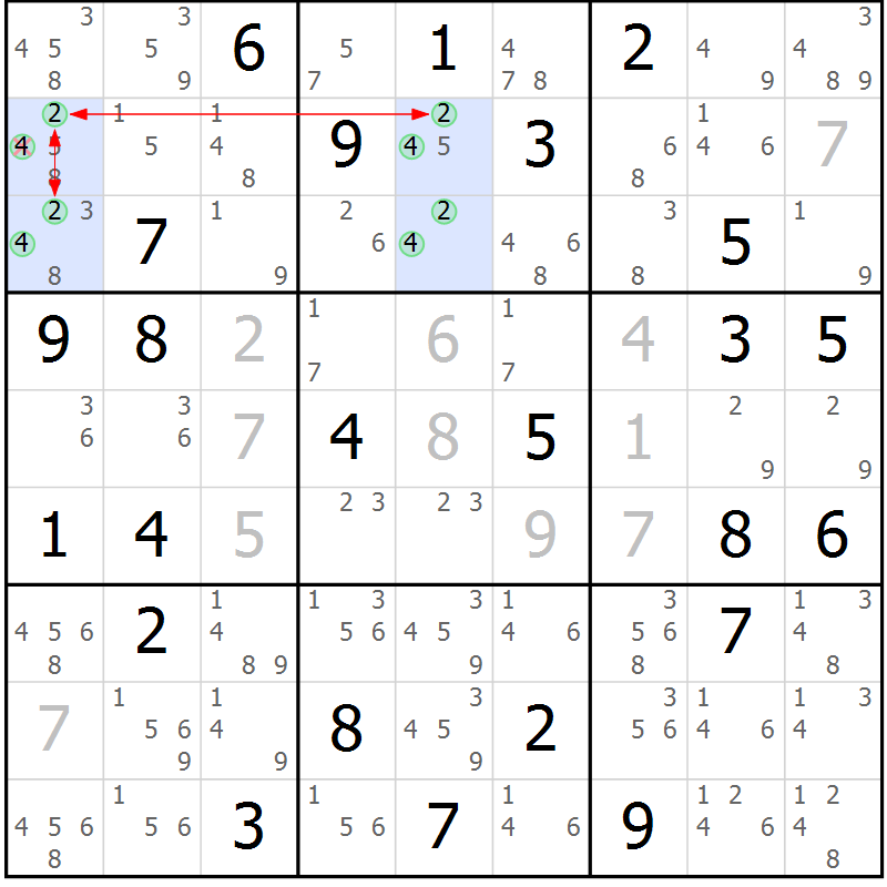 Position des candidats pour la solution de la Gr 66 page 69 du magazine de sudoku Suprême n° 029