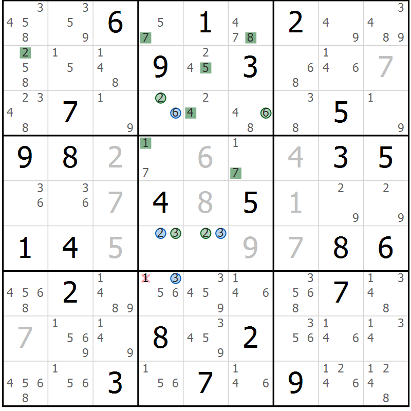 Position des candidats pour la solution de la Gr 66 page 69 du magazine de sudoku Suprême n° 029
