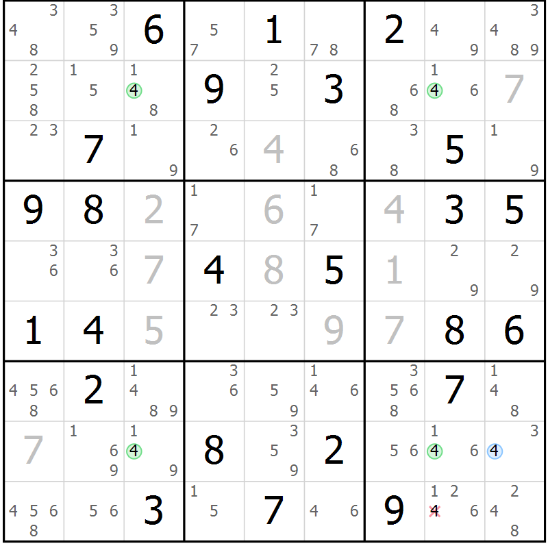 Position des candidats pour la solution de la Gr 66 page 69 du magazine de sudoku Suprême n° 029