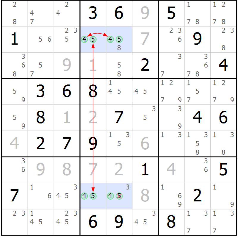 Position des candidats pour la solution de la Gr 67 page 70 du magazine de sudoku Suprême n° 029