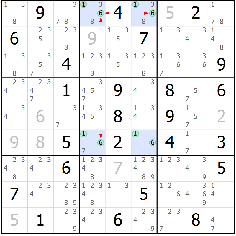 Position des candidats pour la solution de la Gr 68 page 71 du magazine de sudoku Suprême n° 029