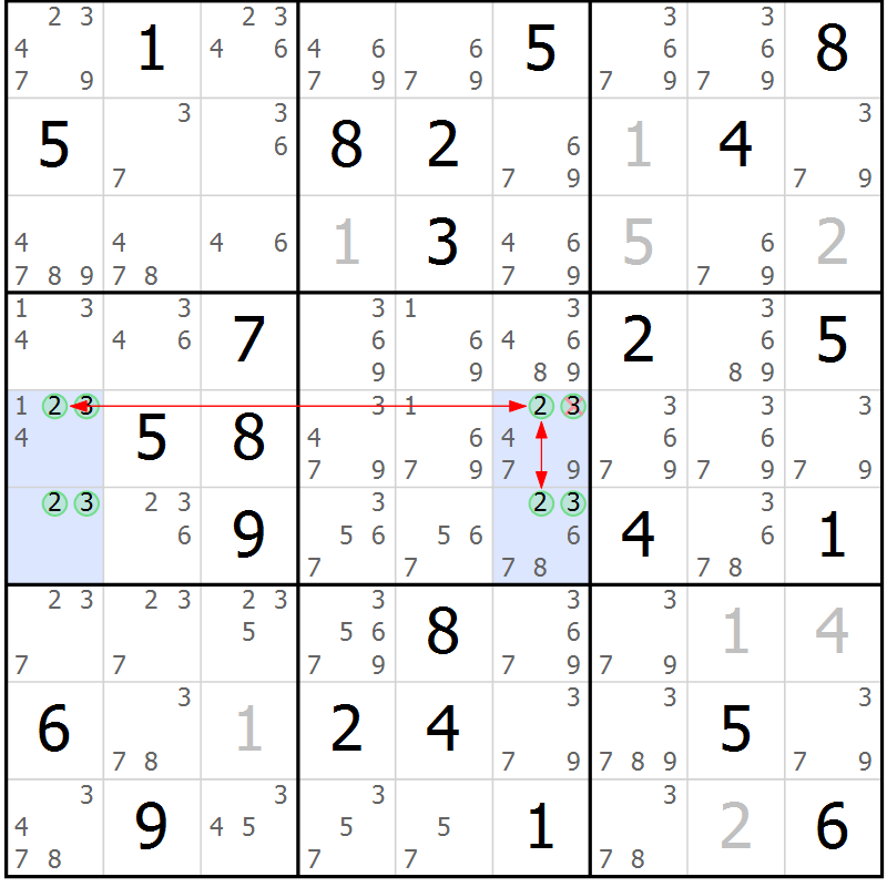 Position des candidats pour la solution de la Gr 69 page 72 du magazine de sudoku Suprême n° 029