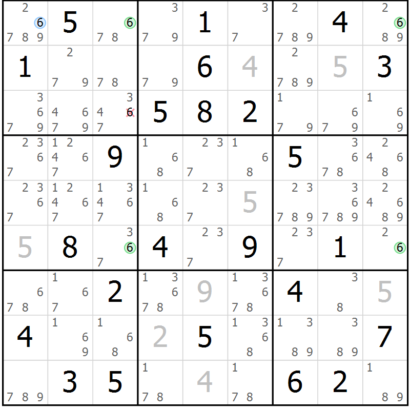 Position des candidats pour la solution de la Gr 71 page 74 du magazine de sudoku Suprême n° 029